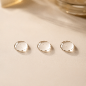 Trois gouttes de lubrifiant silicone Concept S illustrant sa formule à 3 ingrédients